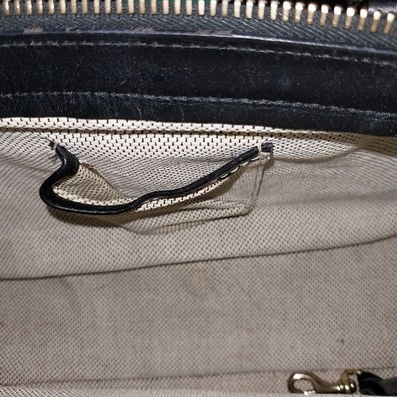 Dooney & Burke Black Signature Logo Satchel Leather and Canvas. - Picture 7 of 12